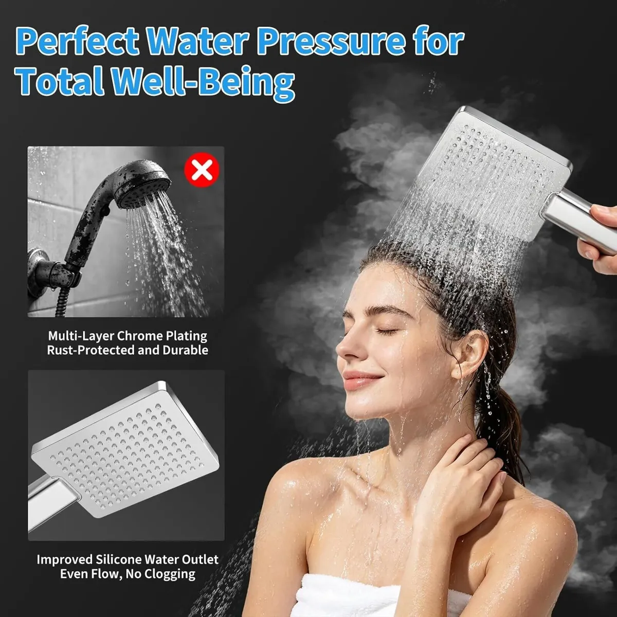 Square Rainfall Shower System Thermostatic Bar - Image 4