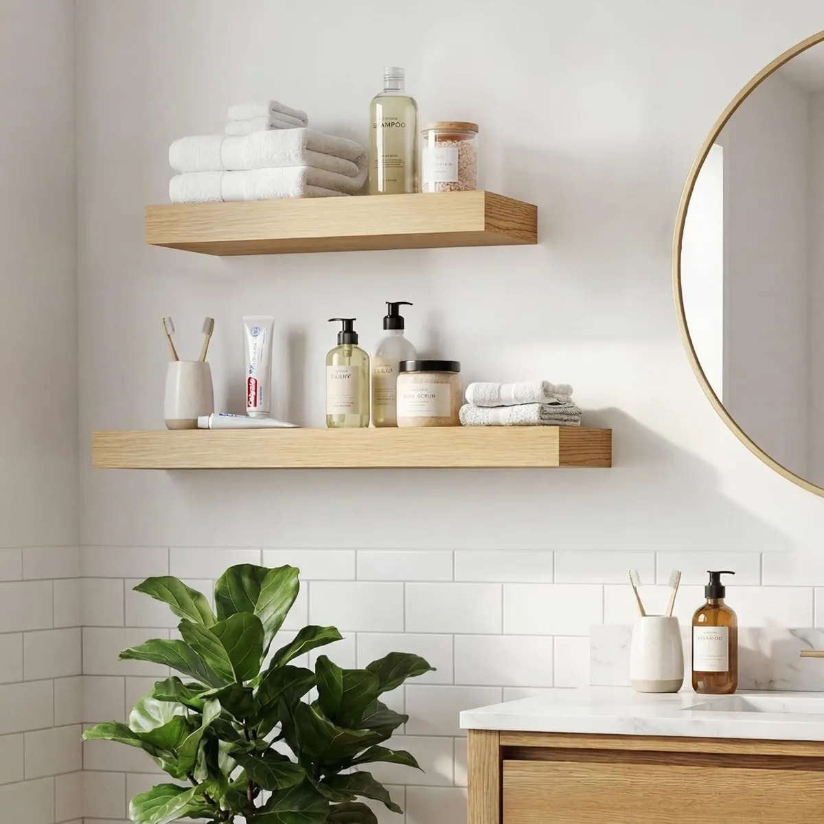 Floating Shelves Oak for Wall with Hidden - Image 3