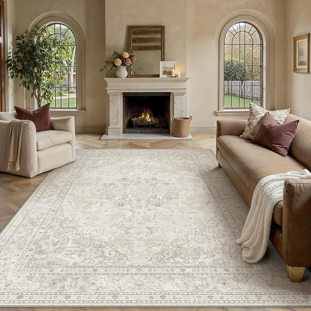 Vintage Rugs Living Room Washable Large Rug - Image 1