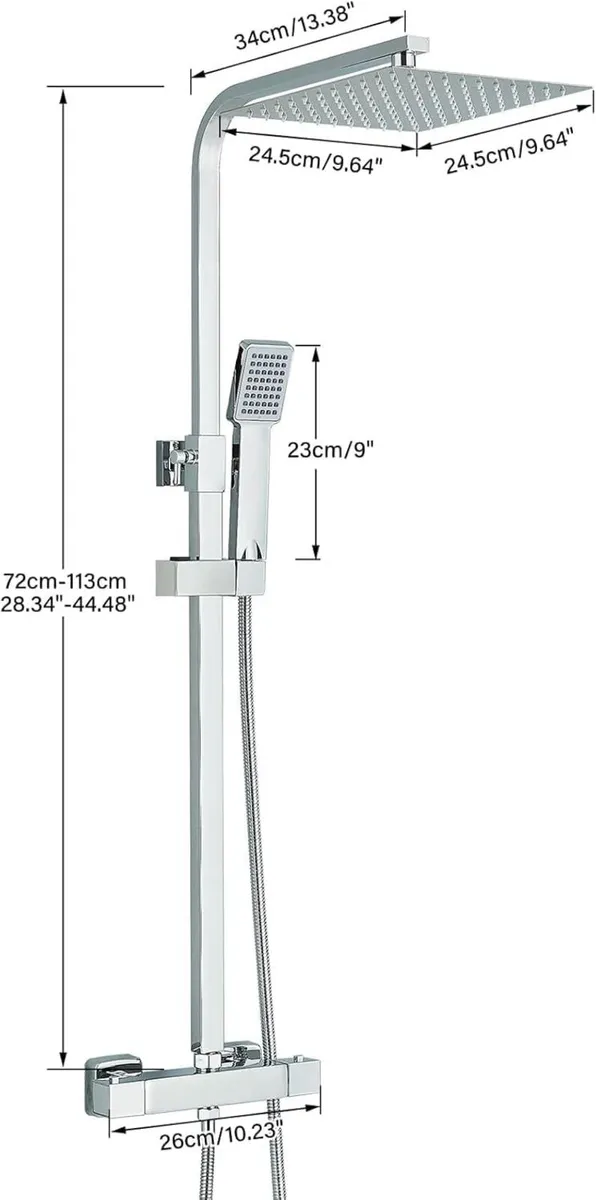 Thermostatic Shower Mixer Set with 9" Square - Image 1
