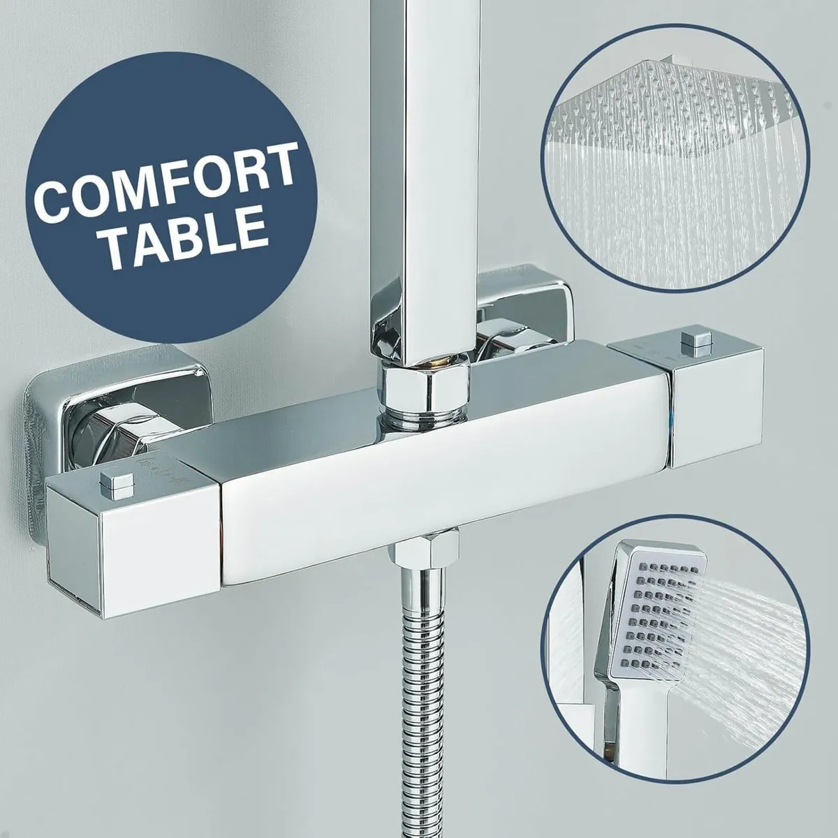 Thermostatic Shower Mixer Set with 9" Square - Image 2