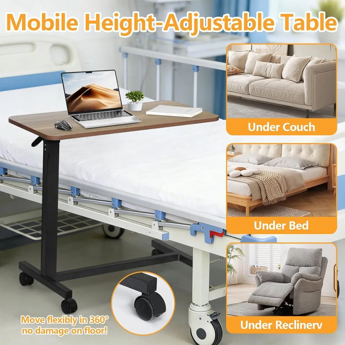Table Adjustable Height Hospital Bed - Image 4
