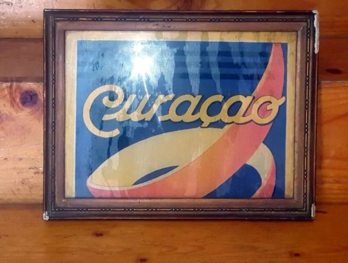Vintage Framed Curaçao Alcohol Art Print - Image 1
