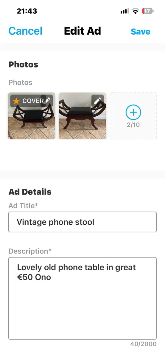 Vintage stool - Image 2