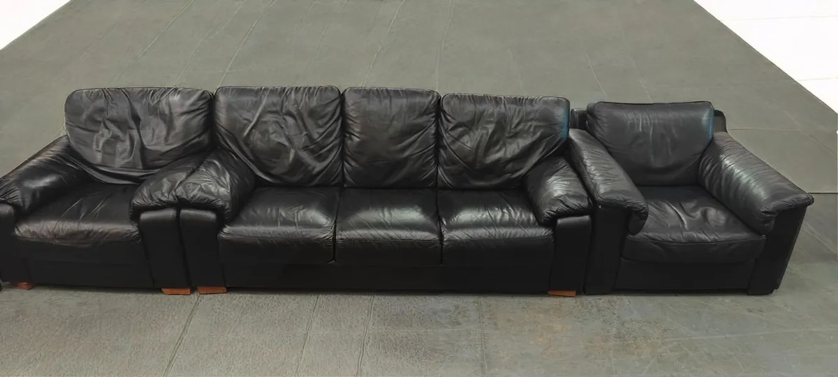 3+1+1 Black Leather Suite - Image 1