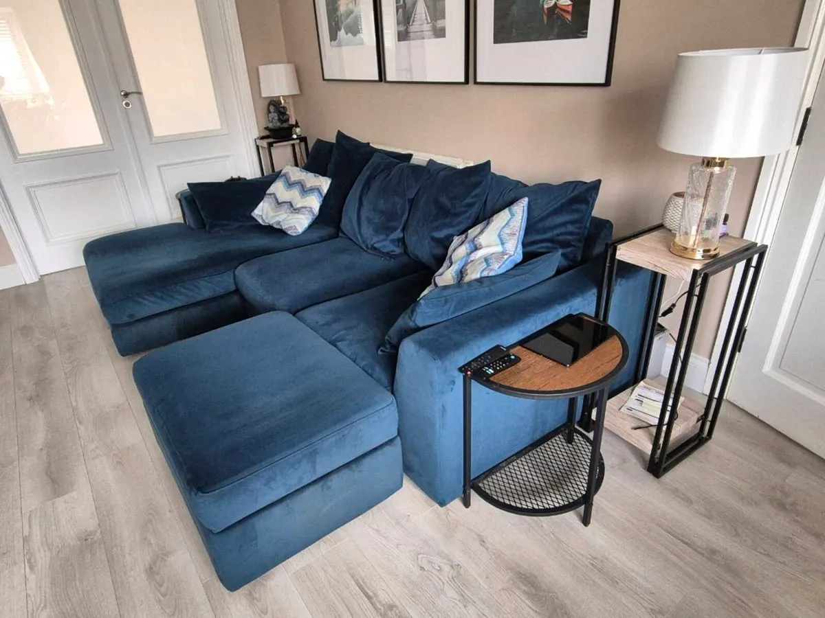 DFS Plush Velvet Large Chaise Sofa - Image 2