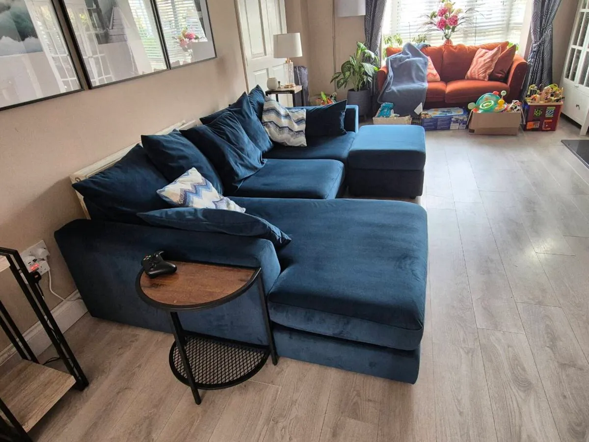 DFS Plush Velvet Large Chaise Sofa - Image 3
