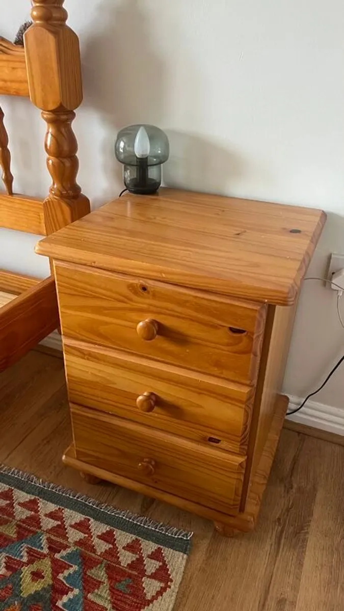 Solid Wood Bed Frame and Matching Bedside Tables - Image 2