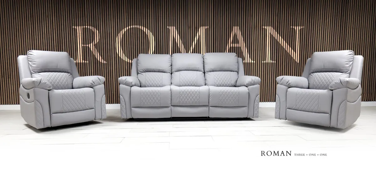 3+1+1 Leather & Fabric Recliner Sofa Sets - Image 1