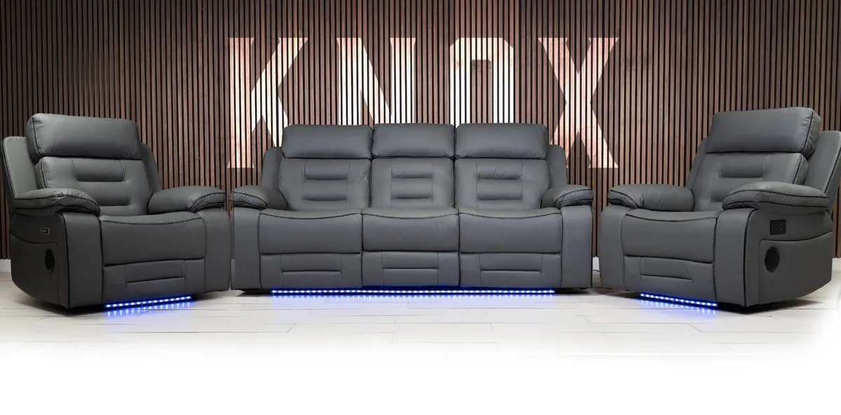 3+1+1 Leather & Fabric Recliner Sofa Sets - Image 3