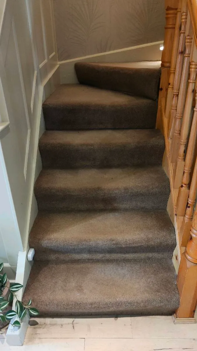 FREE 100% Wool Carpet Brown stairs and landing - Image 1