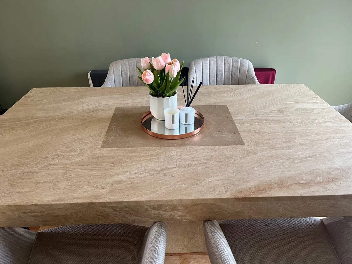 Cream Marble Dining Table - Image 2