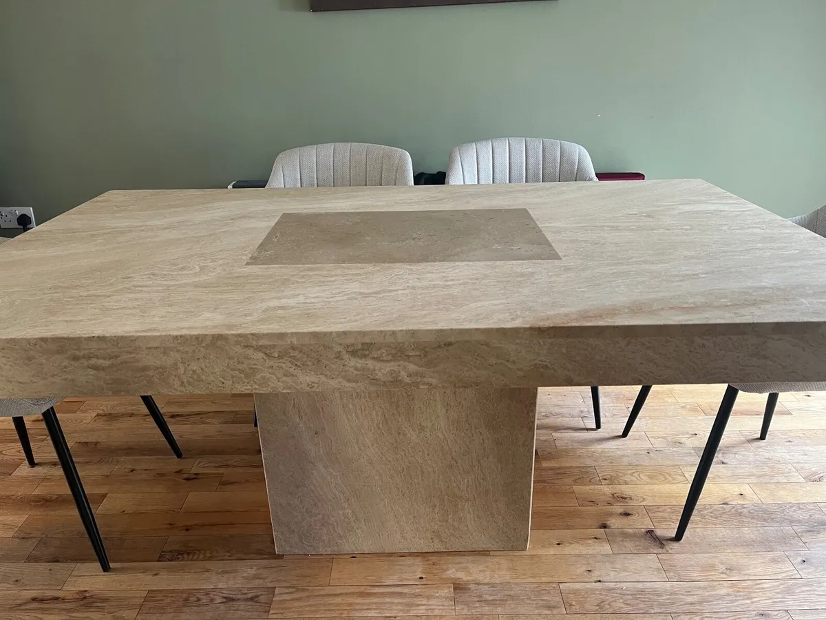 Cream Marble Dining Table - Image 3