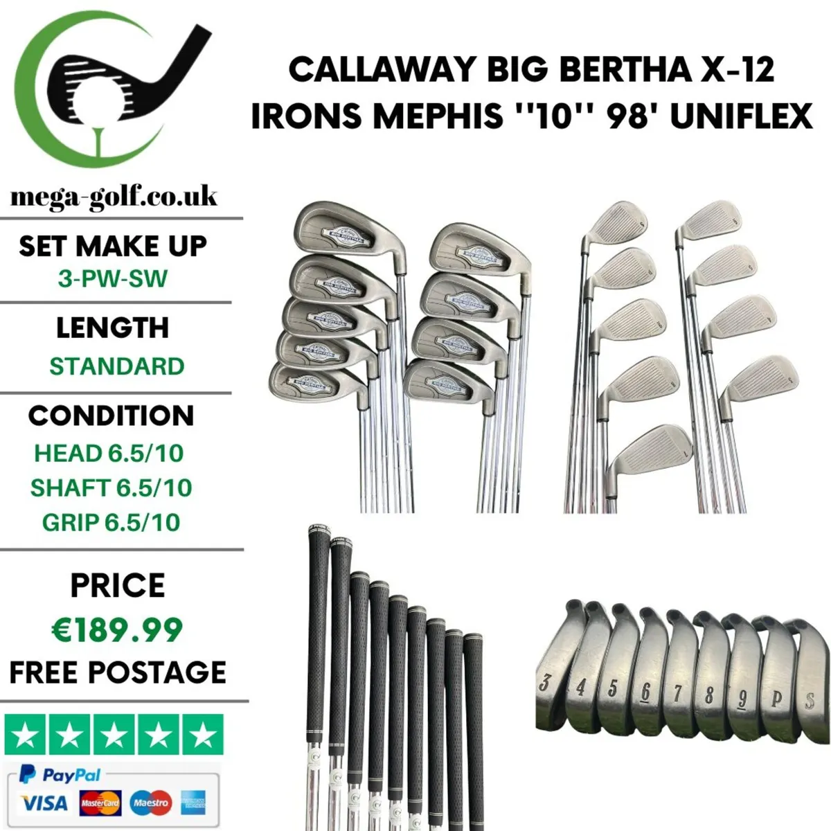 Callaway Big Bertha X-12 Irons / 3-Pw-Sw / Uniflex - Image 1