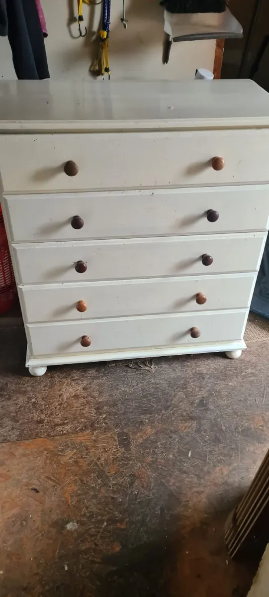 Wooden chest of 5 x drawers upcycled