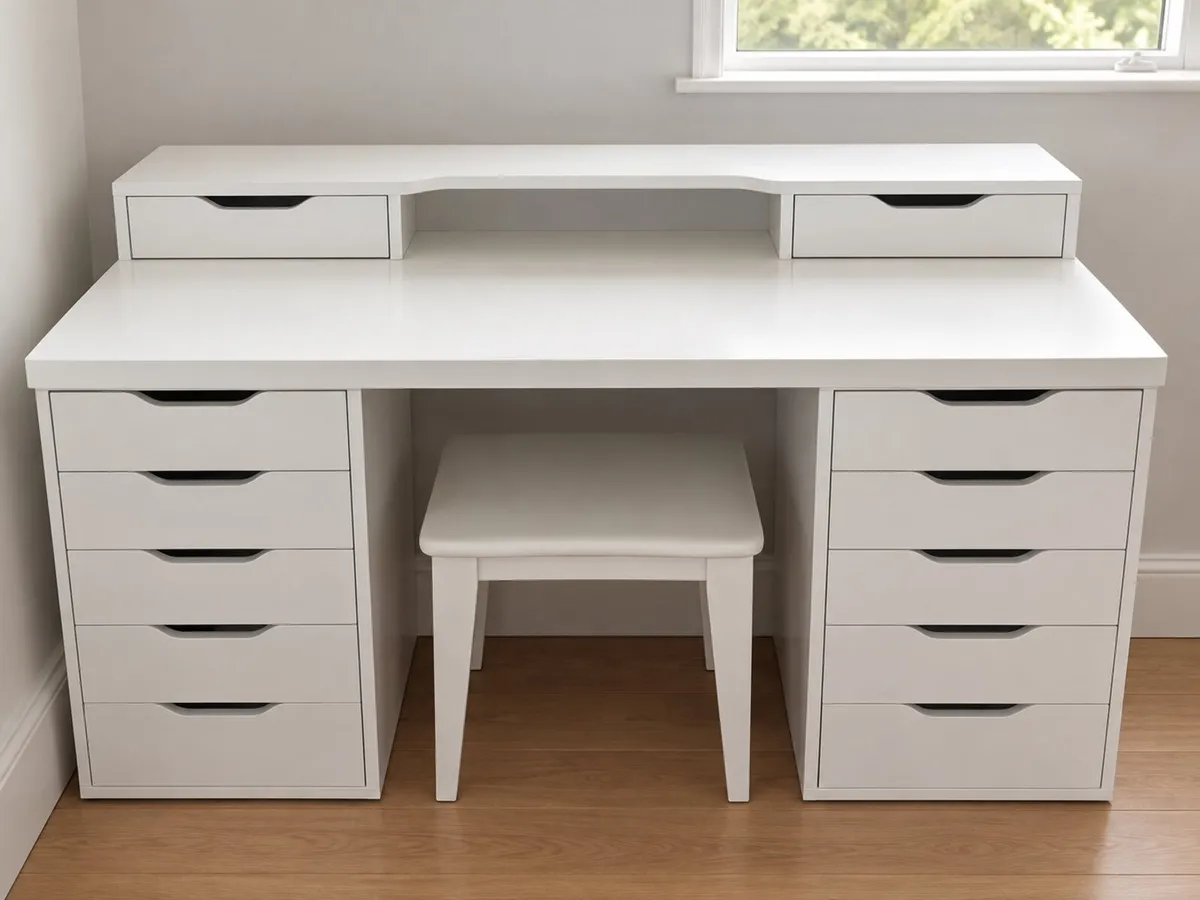 IKEA desk / dressing table with 12 storage drawers - Image 1