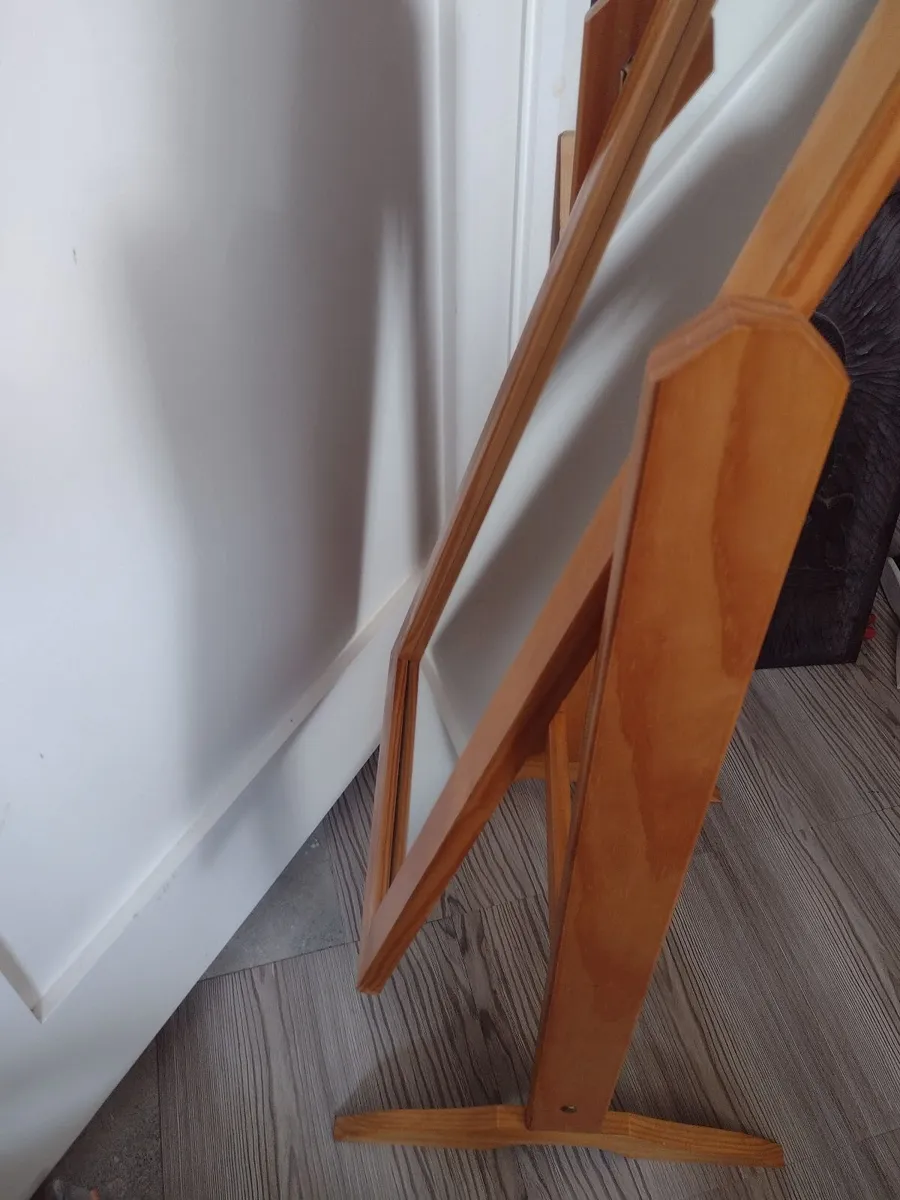 Tall wooden  bedroom mirror on stand - Image 2