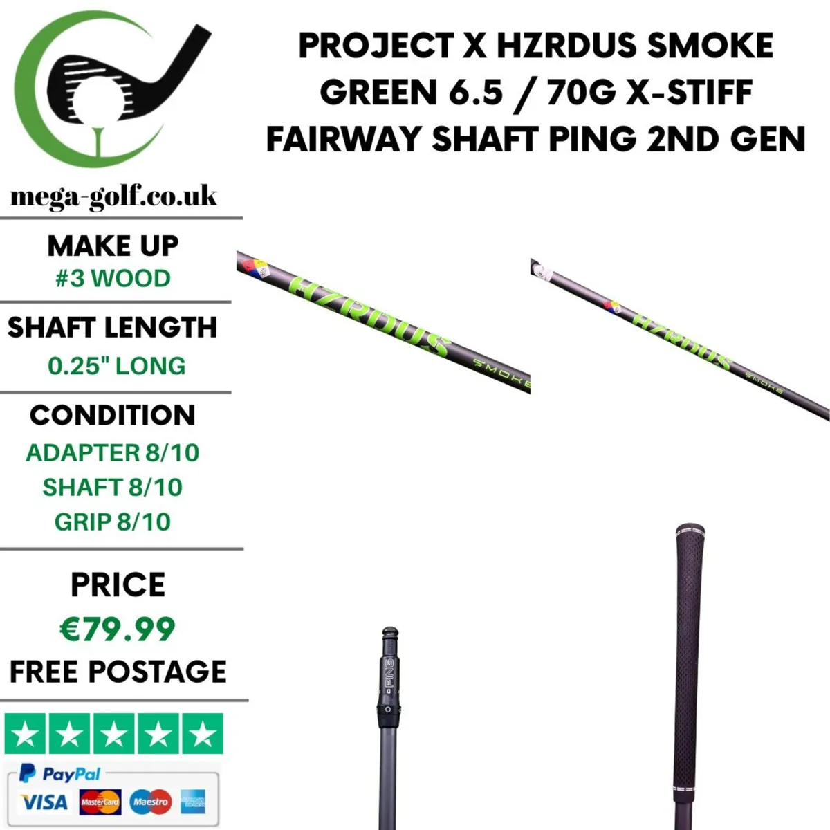 Project X Hzrdus Smoke Green 6.5 / 70g X-Stiff - Image 1