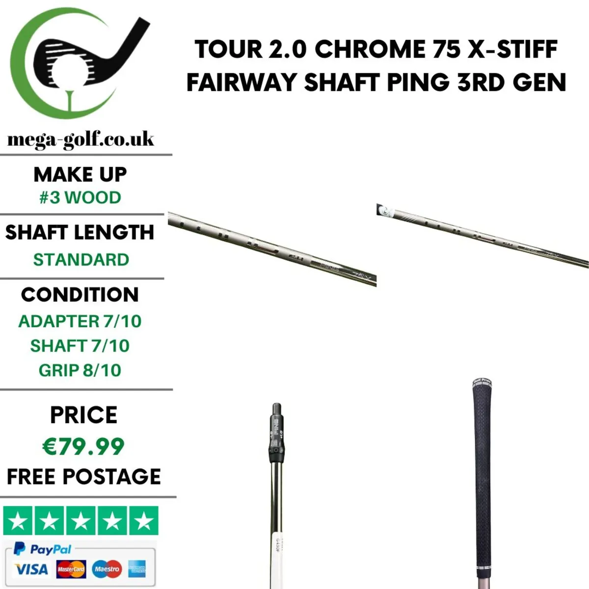 Tour 2.0 Chrome 75 X-Stiff #3 Wood Shaft / Ping - Image 1