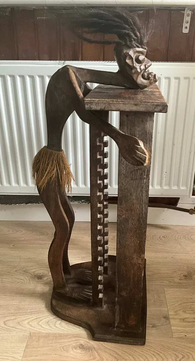 Vintage African Tribal Art,Hand Carved CD Player - Image 2