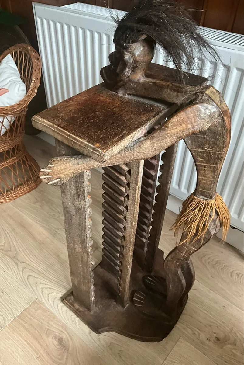 Vintage African Tribal Art,Hand Carved CD Player - Image 4