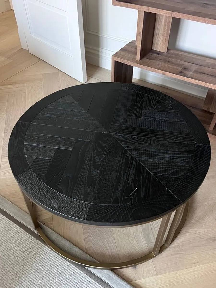 Peppercorn Oak and Brass Coffee Table - Image 2