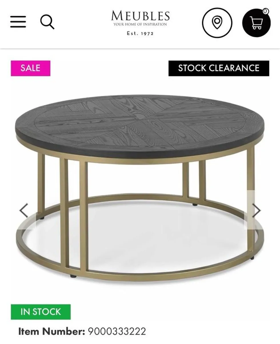 Peppercorn Oak and Brass Coffee Table - Image 3
