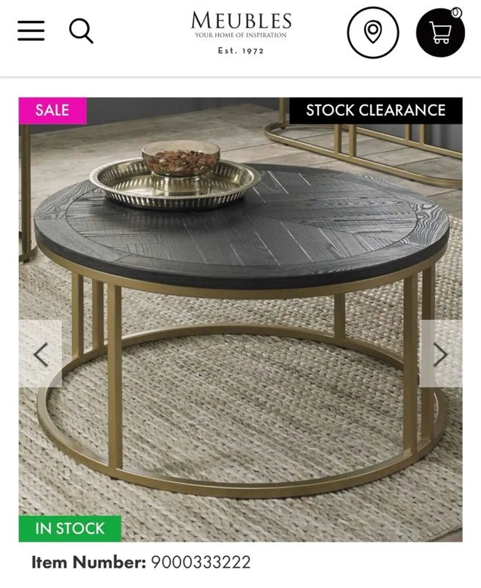 Peppercorn Oak and Brass Coffee Table - Image 4