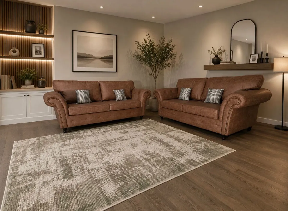 The Oakland Mink Suede Leather Sofa Set - Image 4