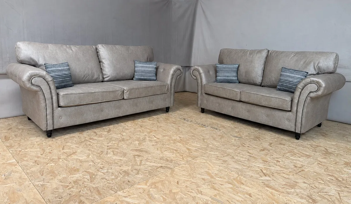 The Oakland Mink Suede Leather Sofa Set - Image 2
