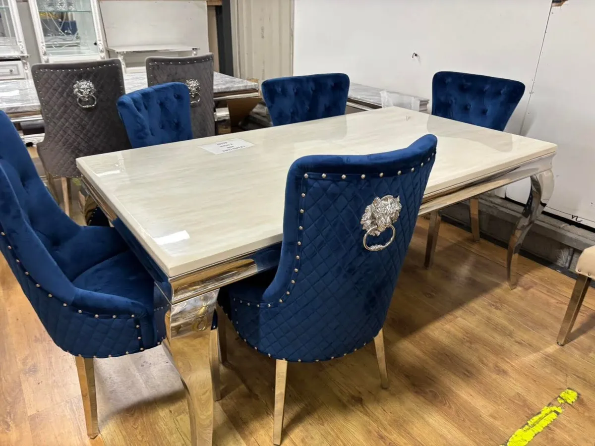 Marble Kitchen Dining Table With 6 Chairs - Image 1