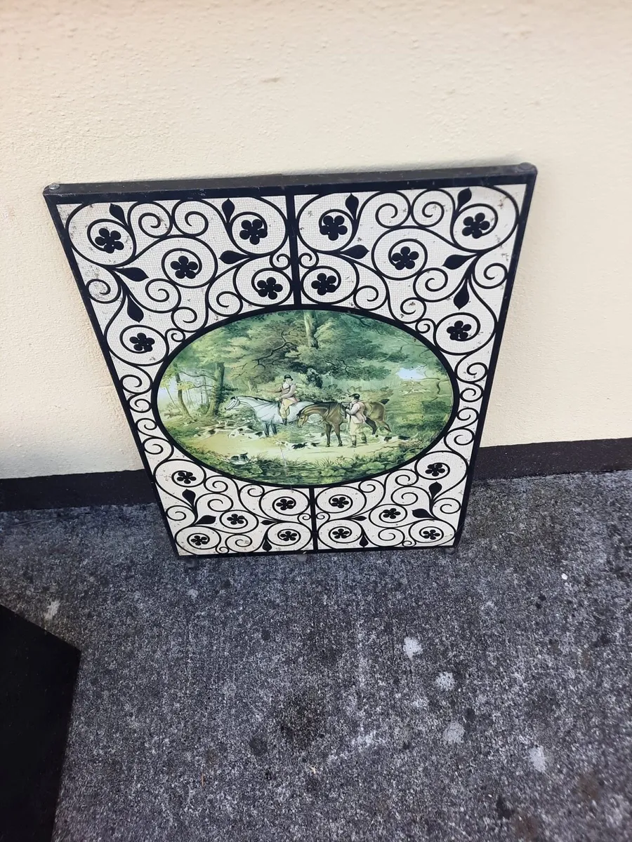 Vintage log box and fire screen - Image 3