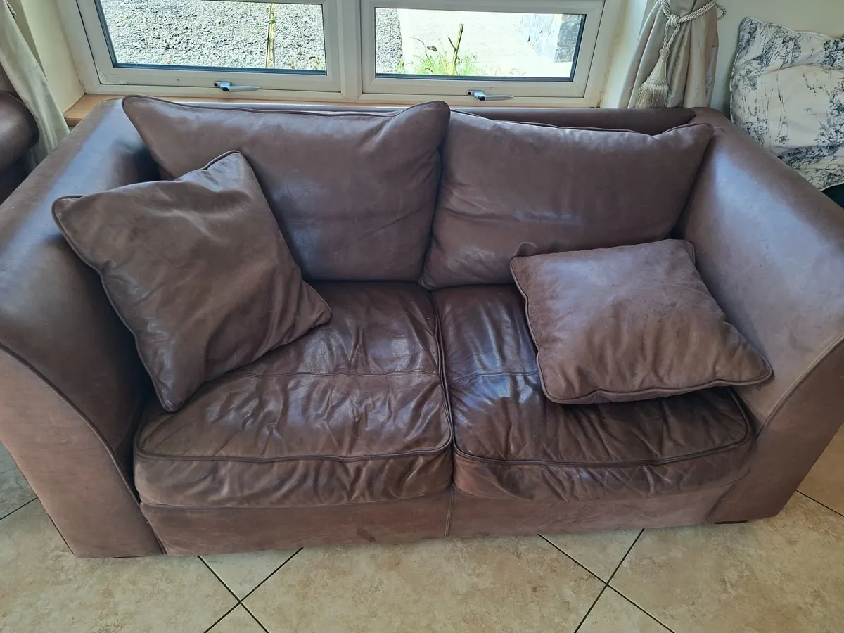 Leather couch x2 - Image 4