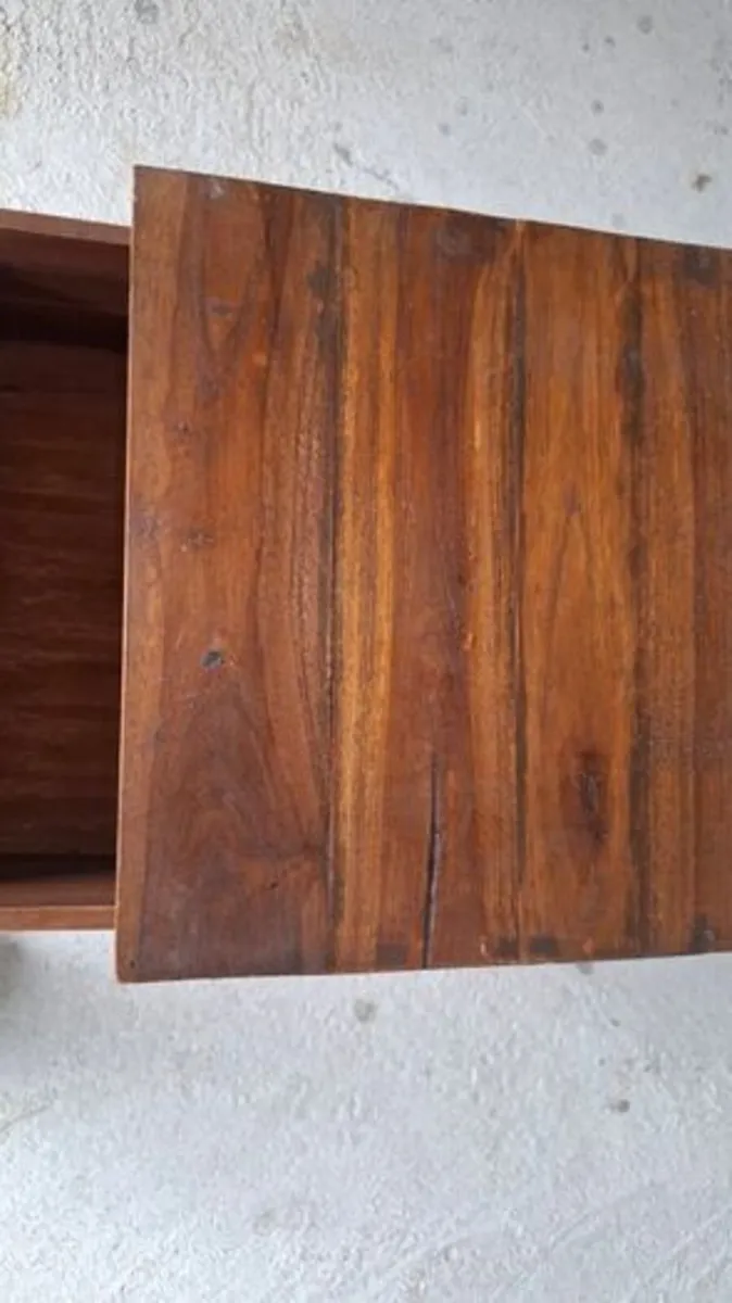 Solid Teak Vintage Style Bedside Drawers - Image 2