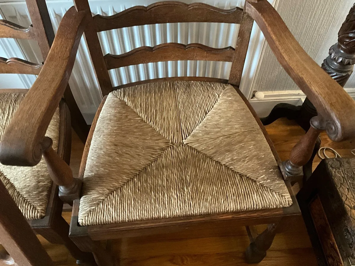Vintage Set of Sugan Chairs-4 Chairs 2 Carvers - Image 3