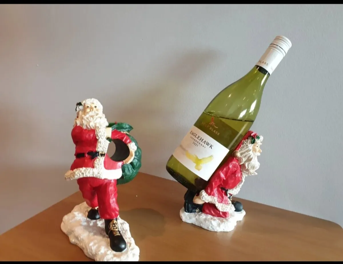 Two santa bottle holders - Image 1
