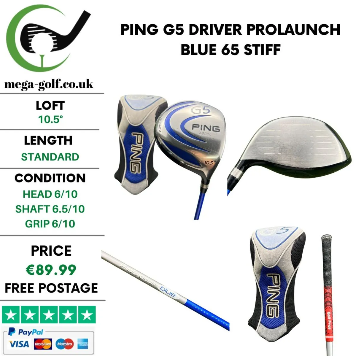 Ping G5 Driver / 10.5° / Prolaunch Blue 65 Stiff - Image 1