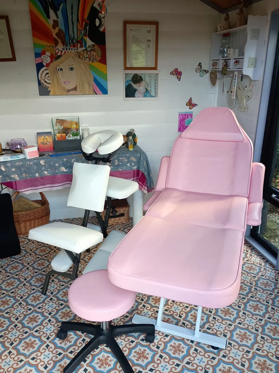 Massage table, stool, and massage chair - Image 1