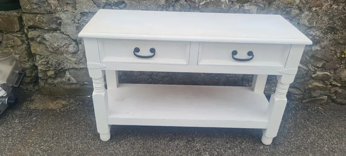 Chunky wooden hall table with two drawers delivery