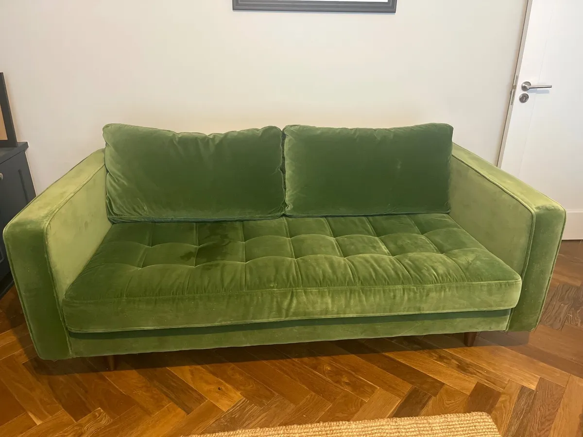 Green Velvet Sofa - Image 2