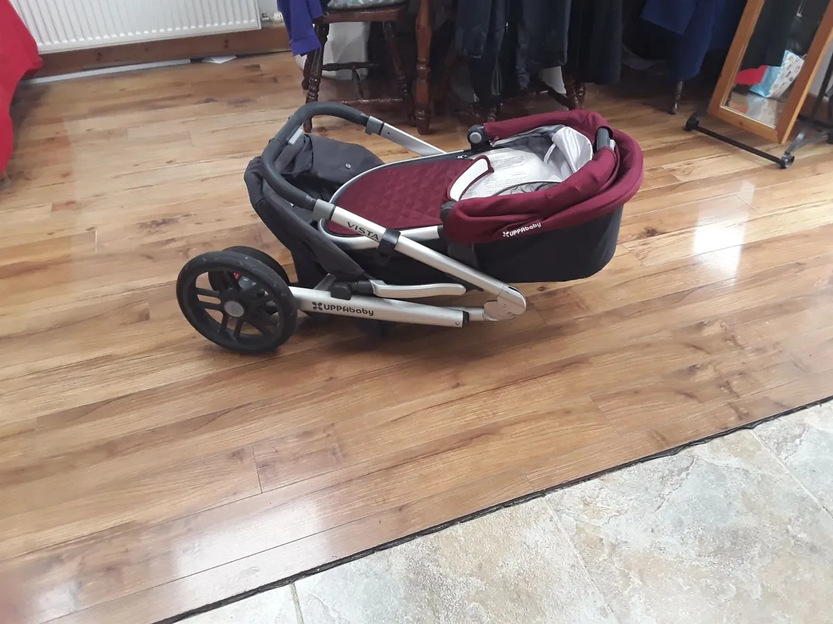 New condition black burgundy color upp ababy pram - Image 4