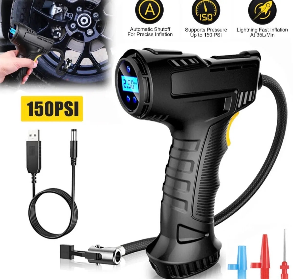 NEW Cordless Digital Air Compressor Tyre Inflator - Image 1