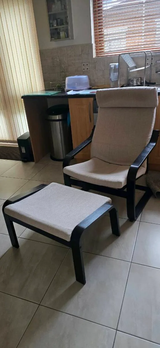 IKEA POANG CHAIR WITH FOOT STOOL - Image 1