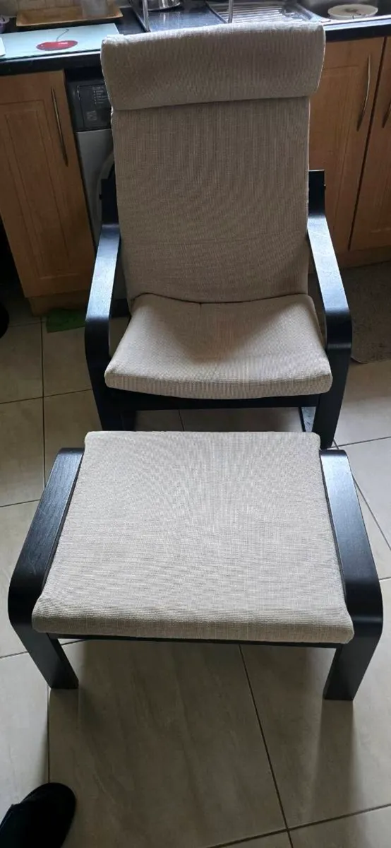 IKEA POANG CHAIR WITH FOOT STOOL - Image 4