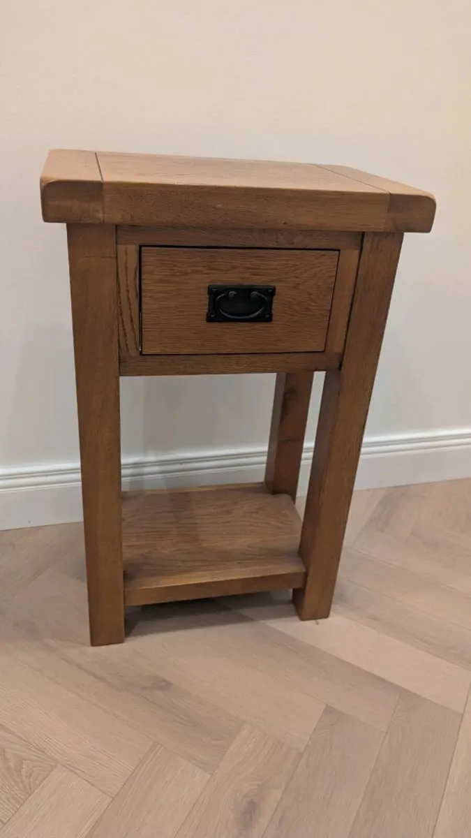 Oak Console Table – 1 Drawer & Lower Shelf - Image 1