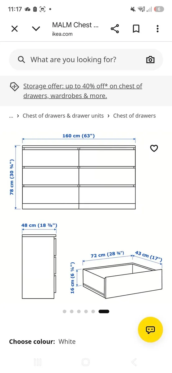 Ikea Malm 6 drawer chest of drawers - Image 3