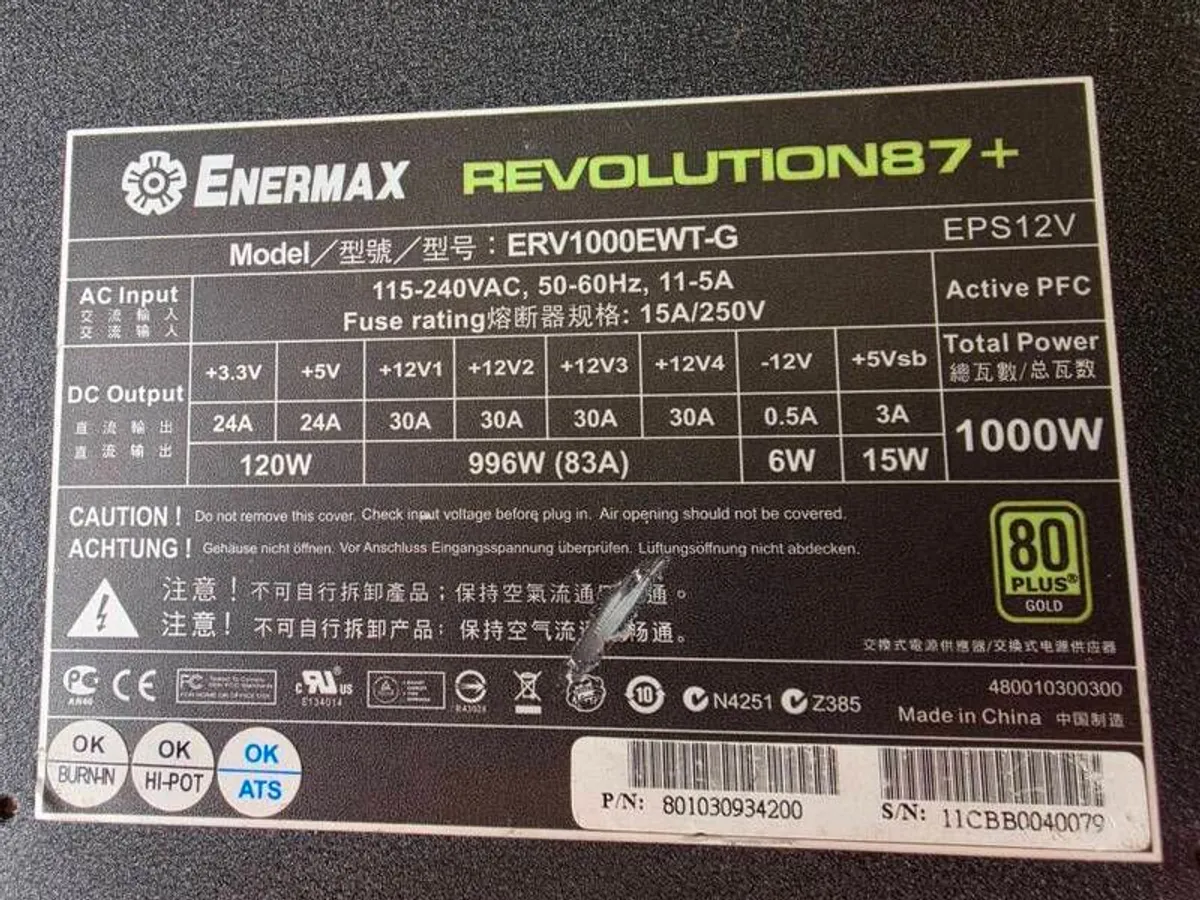 Enermax Revolution87+ 1000W 80+ Gold PSU - Image 2