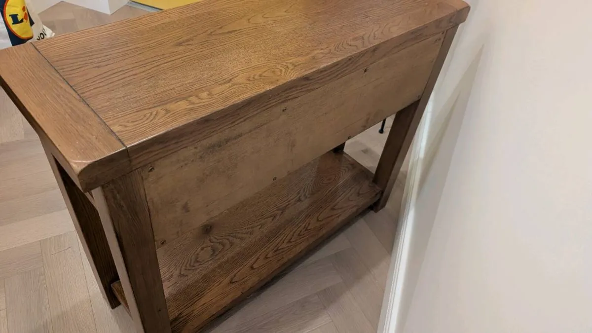 Oak Console Table, 2 Drawers and lower shelf - Image 4