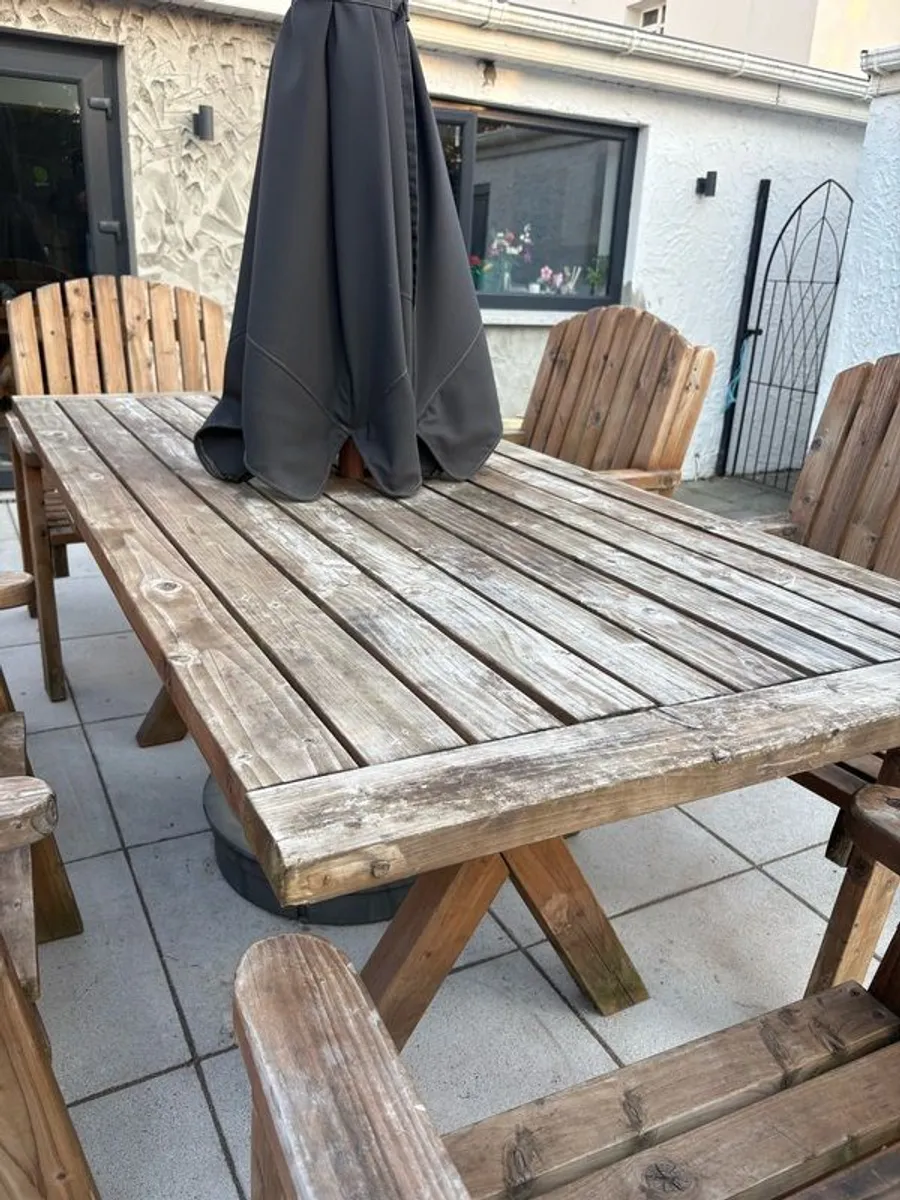 Solid Wood Garden Furniture - Table & 8 Chairs - Image 3