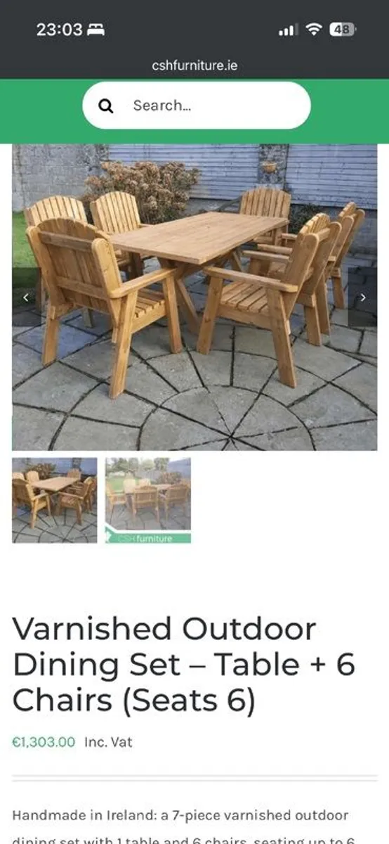 Solid Wood Garden Furniture - Table & 8 Chairs - Image 4